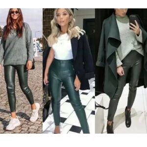 Zara Green Leather Pants